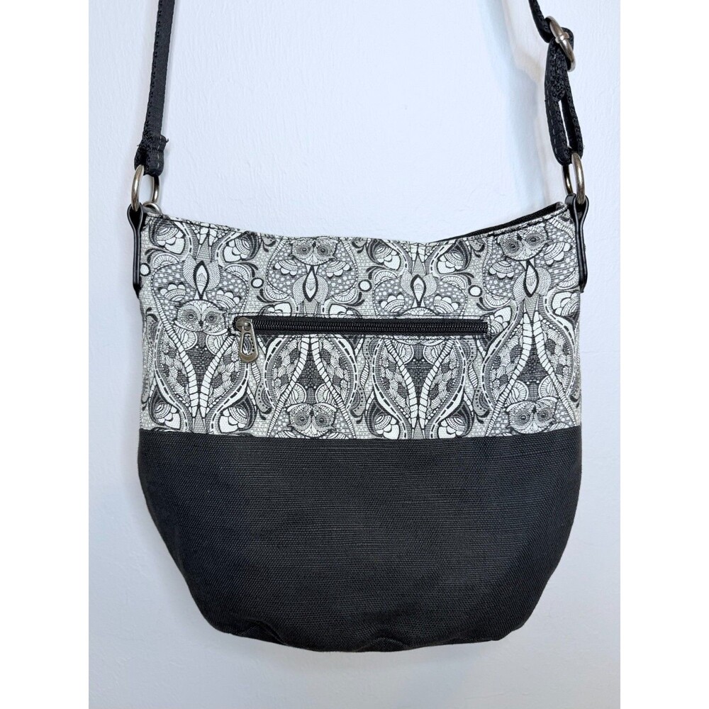 Sakroots Owl Shoulder Crossbody Bag Purse Bag Charm Tassels Black Off White Rare - Picture 5 of 16